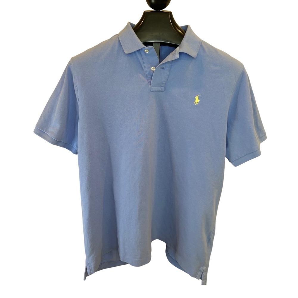 Polo Ralph Lauren Mens XL Classic Fit Short Sleeve‎ Pique Polo Shirt Light Blue